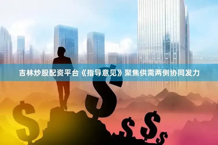 吉林炒股配资平台《指导意见》聚焦供需两侧协同发力
